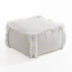 Koko pouf quadrato rivestimento 100% cotone bianco decorato 45x45xh30 cm