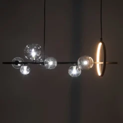 Kosmo lampadario led acciaio nero opaco 10w 3000k 90x30xh30 cm