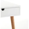 Kyra tavolino comodino 1 cassetto in mdf laccato bianco opaco e legno massello tinto rovere 40x40 h50 cm