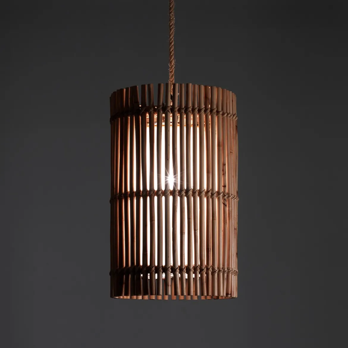 Lahad lampadario in rattan colore naturale per interno/esterno d28xh46 cm