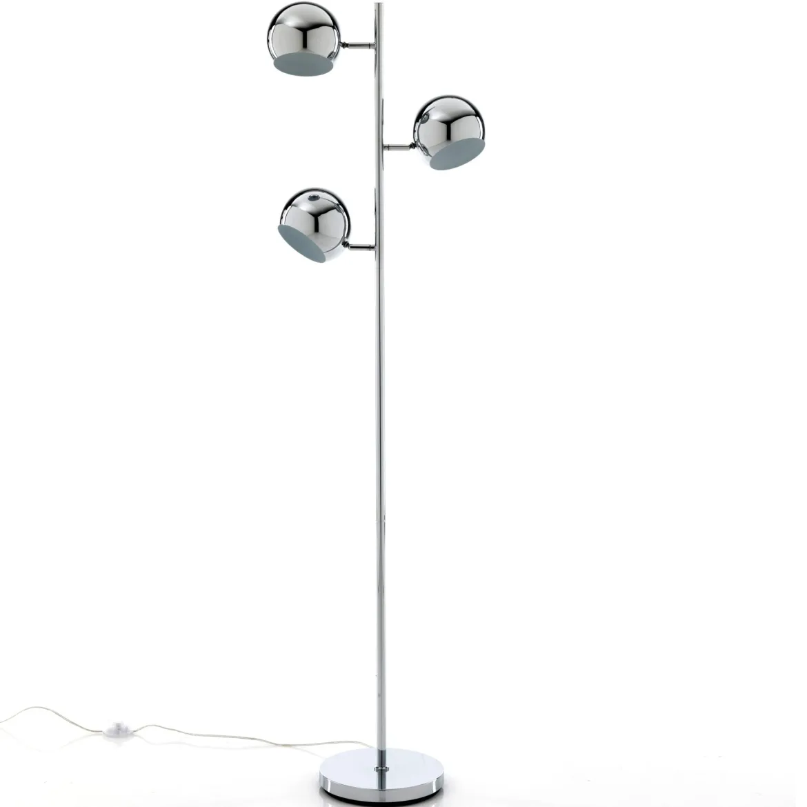 Lampada da terra GLOBE 3 luci direzionabili metallo cromato H155 L44 E14