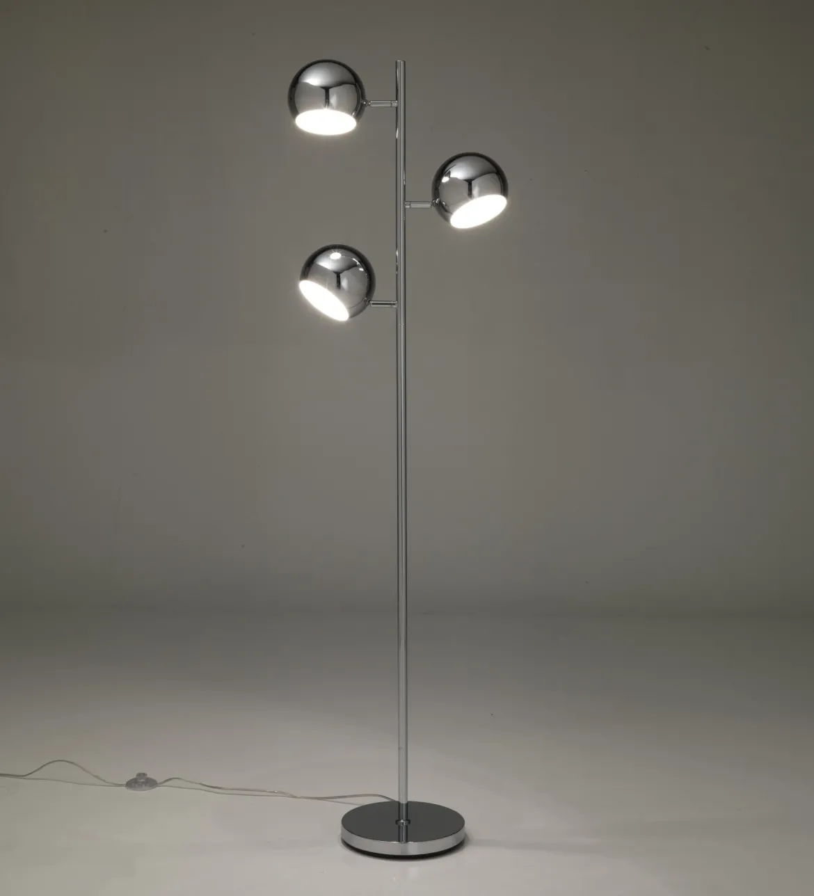 Lampada da terra GLOBE 3 luci direzionabili metallo cromato H155 L44 E14