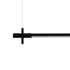 Lampadario slim in alluminio nero opaco con filo elettrico regolabile d2.2x120 cm
