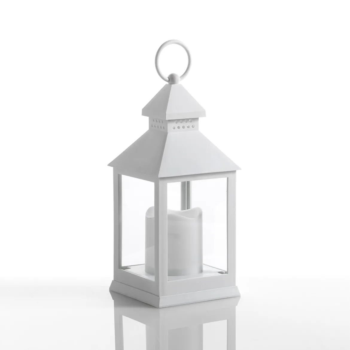 Lantern 24 lampada decorativa grande in plastica bianca 10.5x10.5 h24 cm