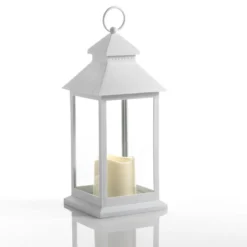 Lantern 305 lampada decorativa in plastica bianca 13.5x13.5 h30.5 cm