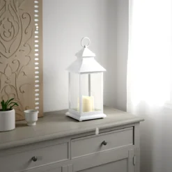 Lantern 305 lampada decorativa in plastica bianca 13.5x13.5 h30.5 cm