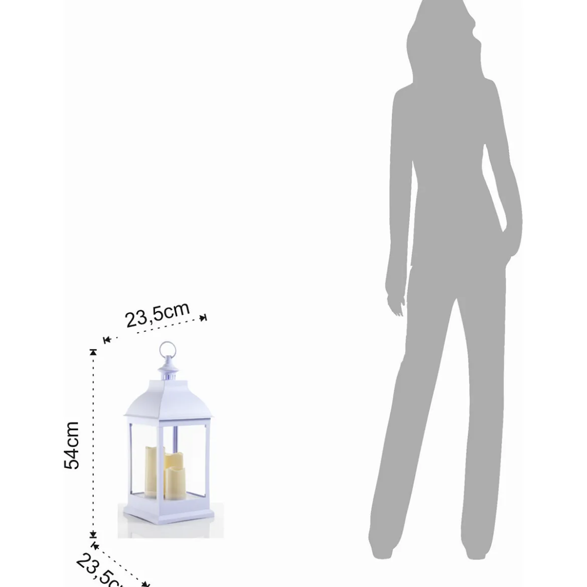 Lantern 54 lampada decorativa led in plastica bianca 23.5x23.5 h54 cm