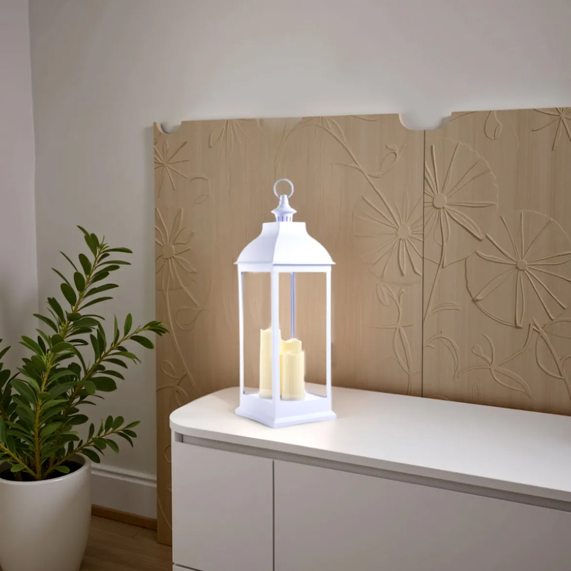 Lantern 71 lampada decorativa led in plastica bianca 23.5x23.5 h71 cm