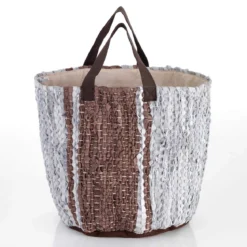 Lara borsa secchiero borsa shopper porta giochi in vera pelle intrecciata 30x30xh30 cm