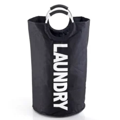Laundry black sacca/p biancheria in tessuto sintetico nero con maniglie d38xh72 cm