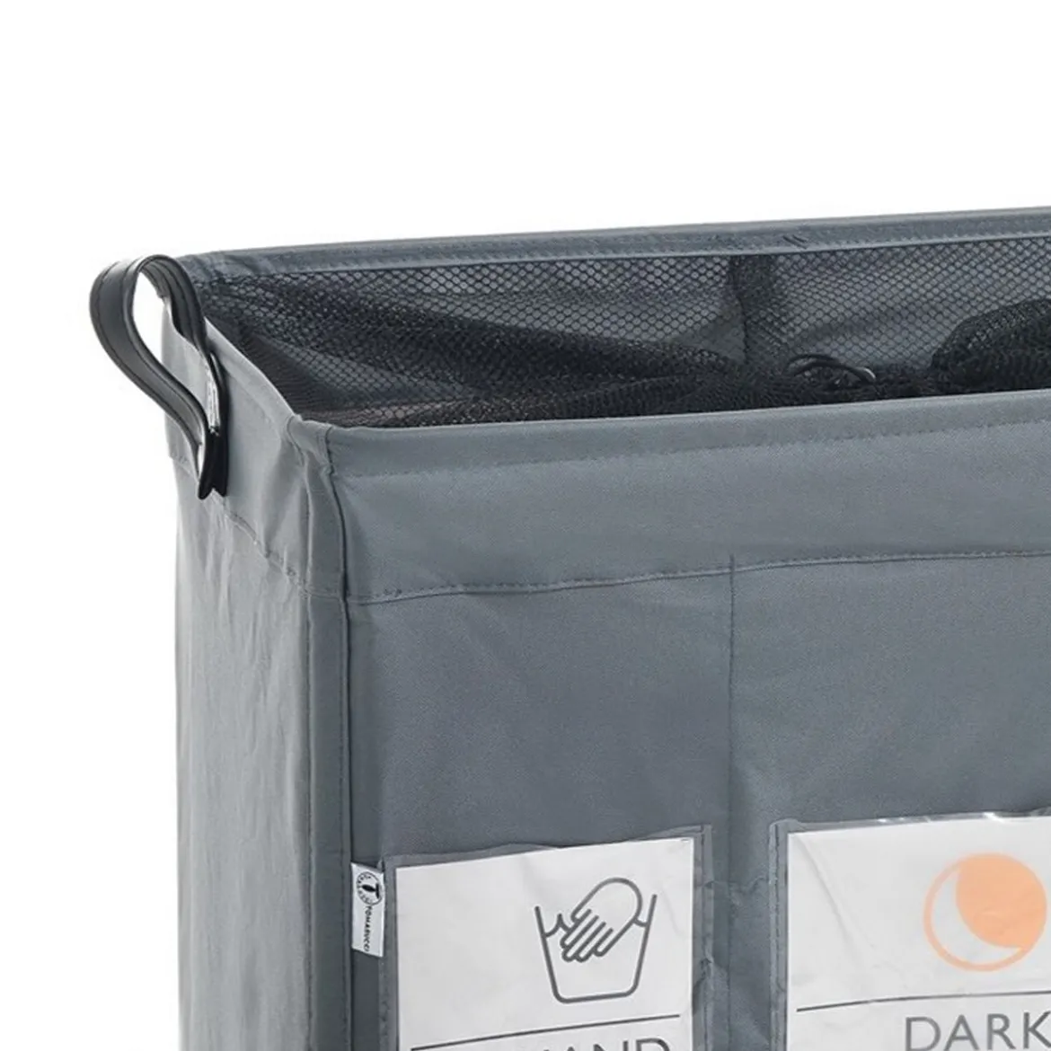 Laundry-b x3 cesto porta biancheria con maniglie e ruote in tessuto sintetico grigio chiaro 55x36xh57 cm