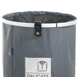 Laundry round cesto porta biancheria con maniglie e ruote in tessuto sintetico grigio chiaro d40xh65 cm