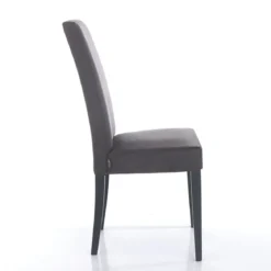 Lella Grey Sedia in Microfibra effetto Velluto Grigia e Legno Laccato, 46 x 45 x h100 cm - Made in Italy