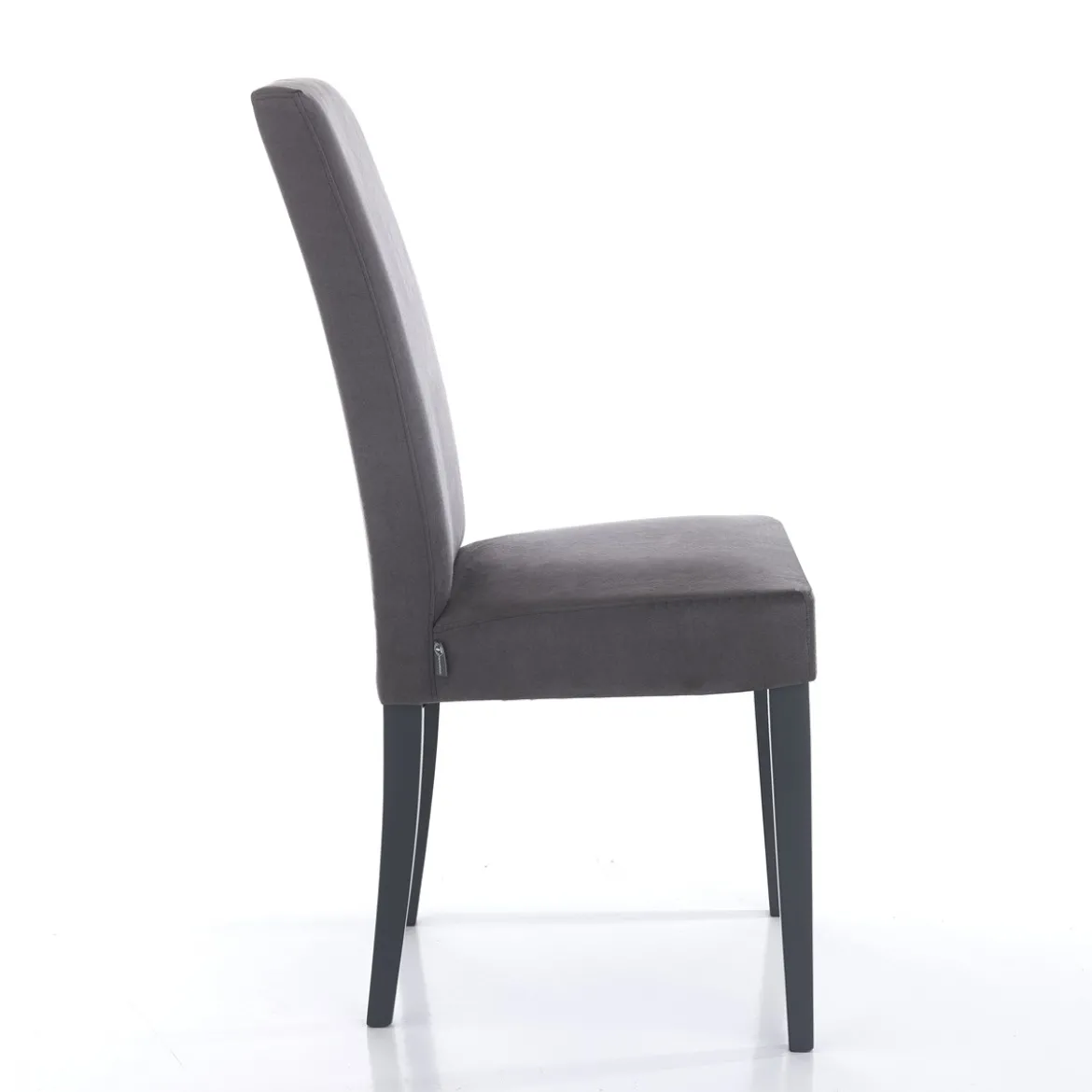 Lella Grey Sedia in Microfibra effetto Velluto Grigia e Legno Laccato, 46 x 45 x h100 cm - Made in Italy