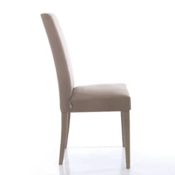 Lella Tortora Sedia in Microfibra effetto Velluto e Legno Laccato, 46 x 45 x h100 cm - Made in Italy