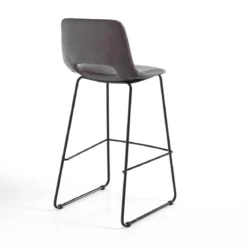 Leonel brown sgabello in pelle sintetica effetto invecchiato marrone e metallo nero opaco 45x49.5xh100 cm