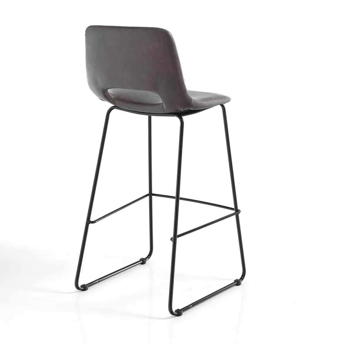 Leonel brown sgabello in pelle sintetica effetto invecchiato marrone e metallo nero opaco 45x49.5xh100 cm