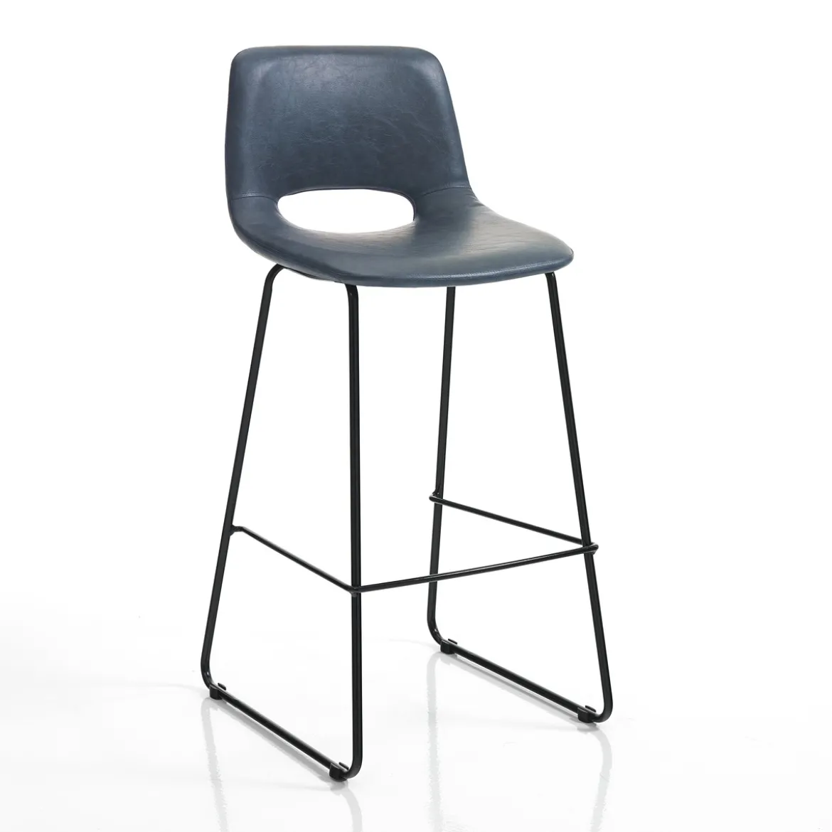 Leonel grey sgabello in pelle sintetica invecchiato grigio e metallo nero opaco 45x49.5xh100 cm