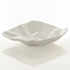 Ligio round big centrotavola / svuotatasche in ceramica colore bianco finitura opaca 45x45x13 cm