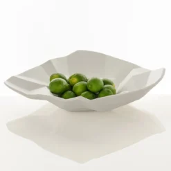 Ligio round big centrotavola / svuotatasche in ceramica colore bianco finitura opaca 45x45x13 cm