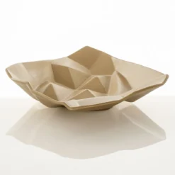 Ligio round big gold centrotavola / svuotatasche in ceramica colore oro finitura opaca 45x45x13 cm