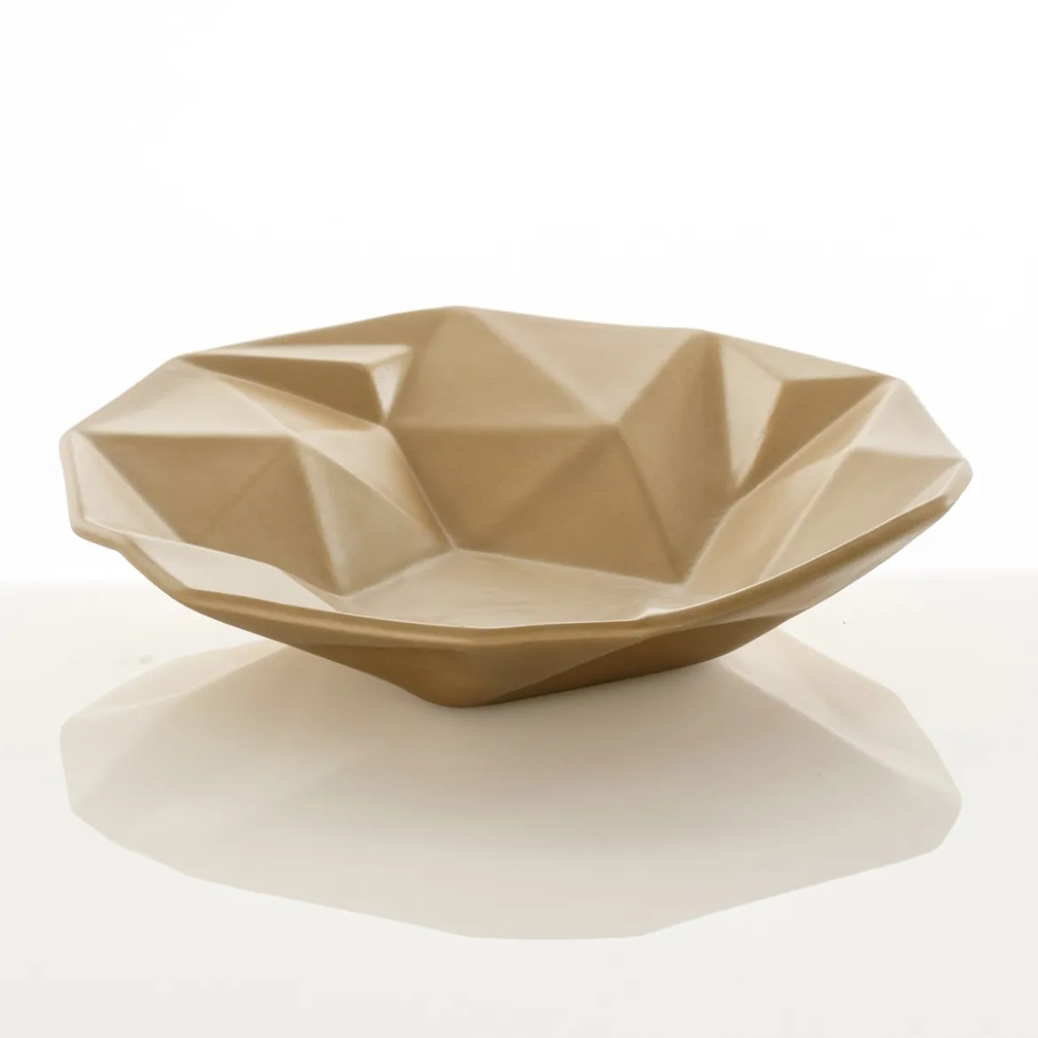 Ligio round gold centrotavola / svuotatasche in ceramica colore oro finitura opaca 40x40x8 cm