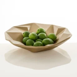 Ligio round gold centrotavola / svuotatasche in ceramica colore oro finitura opaca 40x40x8 cm