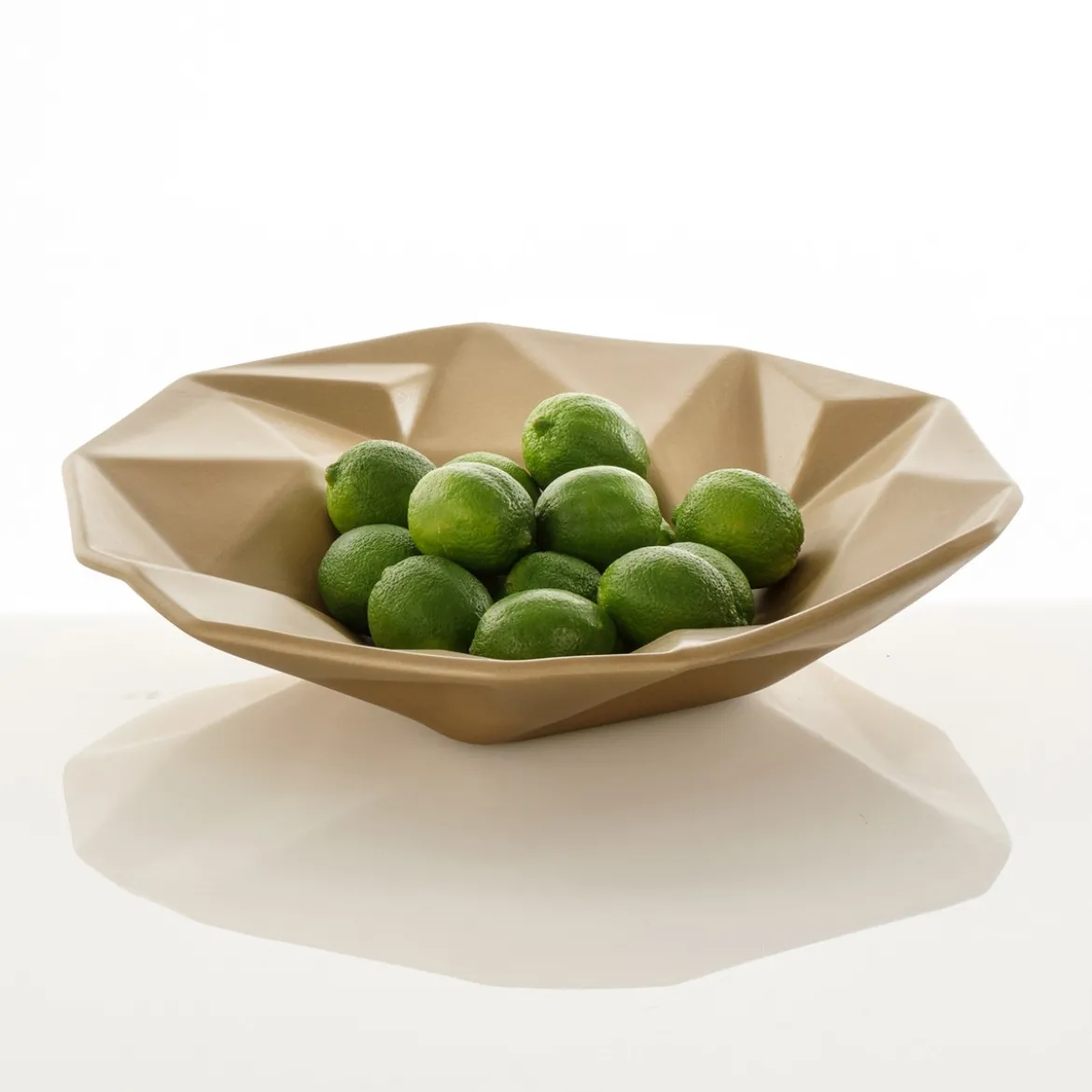 Ligio round gold centrotavola / svuotatasche in ceramica colore oro finitura opaca 40x40x8 cm