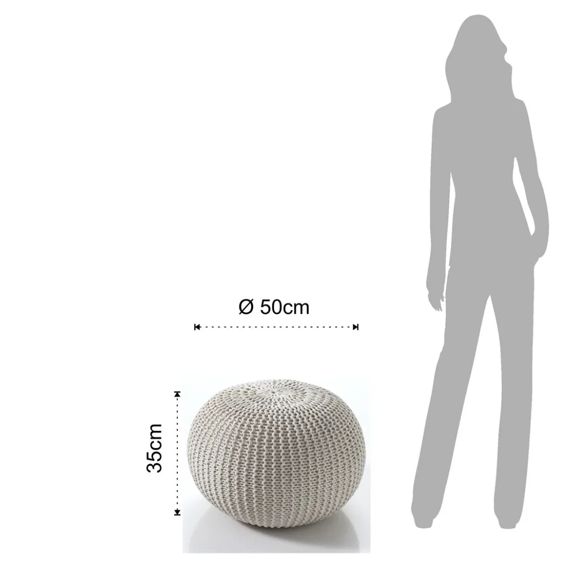 Like crem pouf 100% cotone panna 50x50xh32 cm