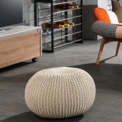 Like crem pouf 100% cotone panna 50x50xh32 cm