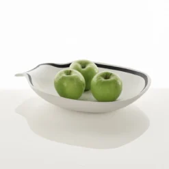 Linea centrotavola / svuotatasche in ceramica colore bianco opaco 31x35x65 cm