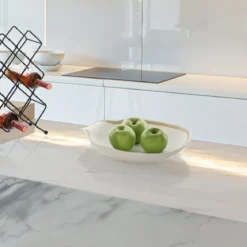 Linea gold centrotavola / svuotatasche in ceramica colore bianco opaco 31x35x65 cm