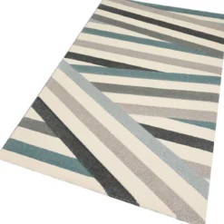 Lines pastel creamblue tappeto bagno scendiletto 110 x 60 cm