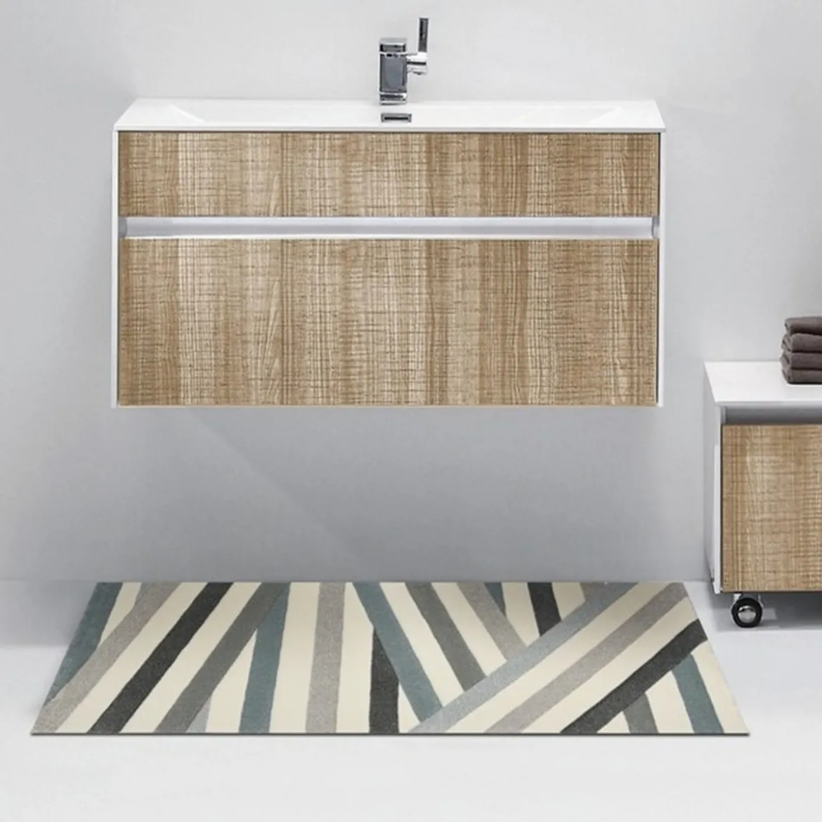 Lines pastel creamblue tappeto bagno scendiletto 110 x 60 cm