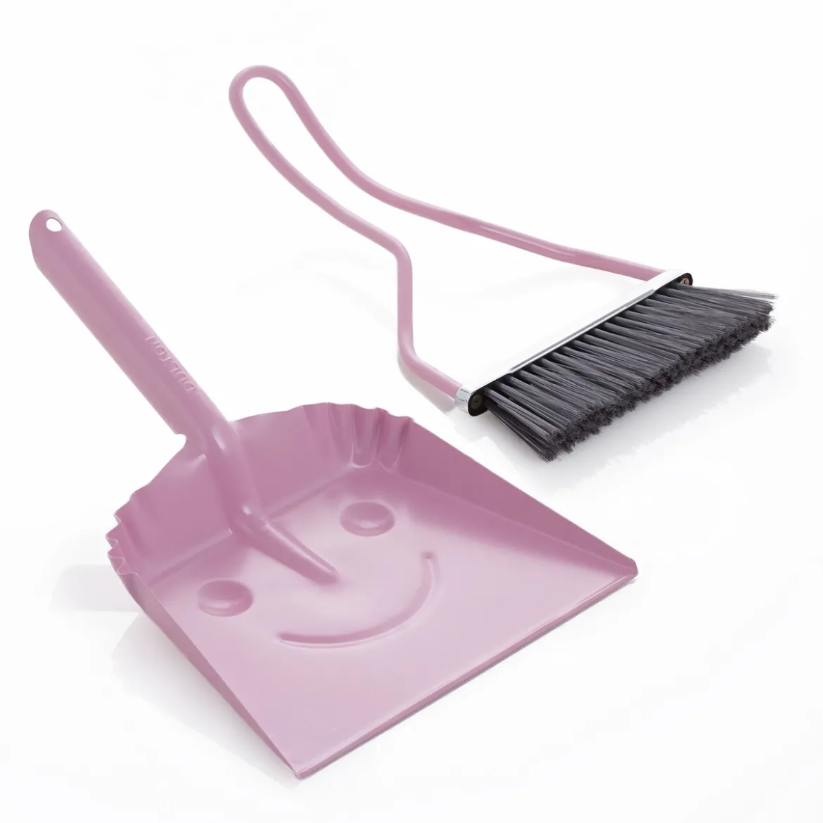 Litte smilly pink set pulizia paletta e scopino in metallo rosa lucido