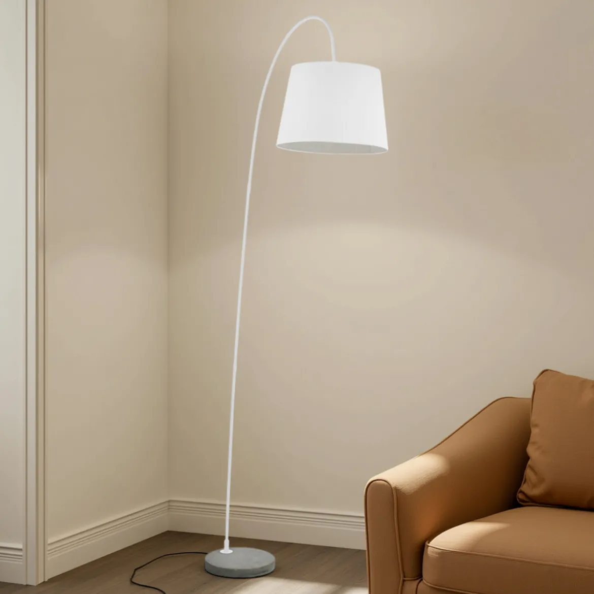 Little smarty white lampada da terra in metallo bianco opaco con paralume in tessuto bianco d29 h210 cm