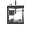 Loom-b grey/black 60 mobile bagno in acciaio nero opaco con lavello e cestone finitura larice grigio 60x46xh52 cm