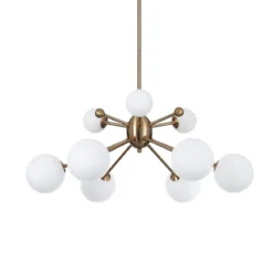 Lucky lampadario in metallo bronzo paralumi in vetro bianco opaco d68 h87 cm