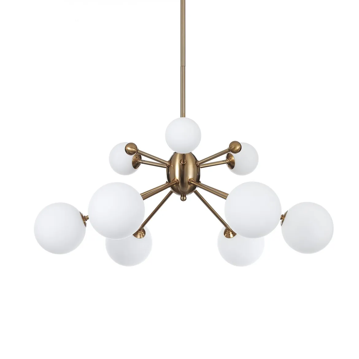 Lucky lampadario in metallo bronzo paralumi in vetro bianco opaco d68 h87 cm