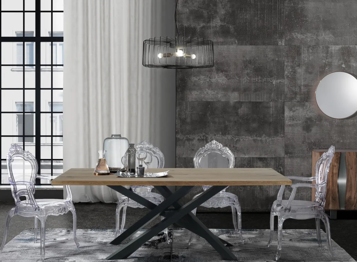 Ludo a lampadario in acciaio nero e oro opaco 3 lampade d60xh23 cm