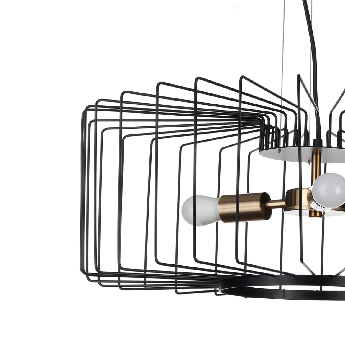 Ludo a lampadario in acciaio nero e oro opaco 3 lampade d60xh23 cm