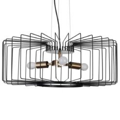 Ludo a lampadario in acciaio nero e oro opaco 3 lampade d60xh23 cm