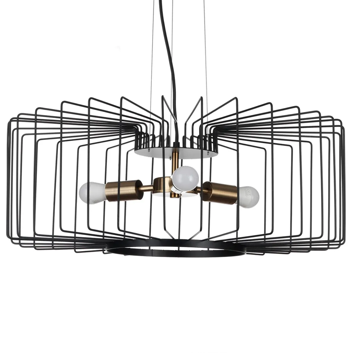 Ludo a lampadario in acciaio nero e oro opaco 3 lampade d60xh23 cm