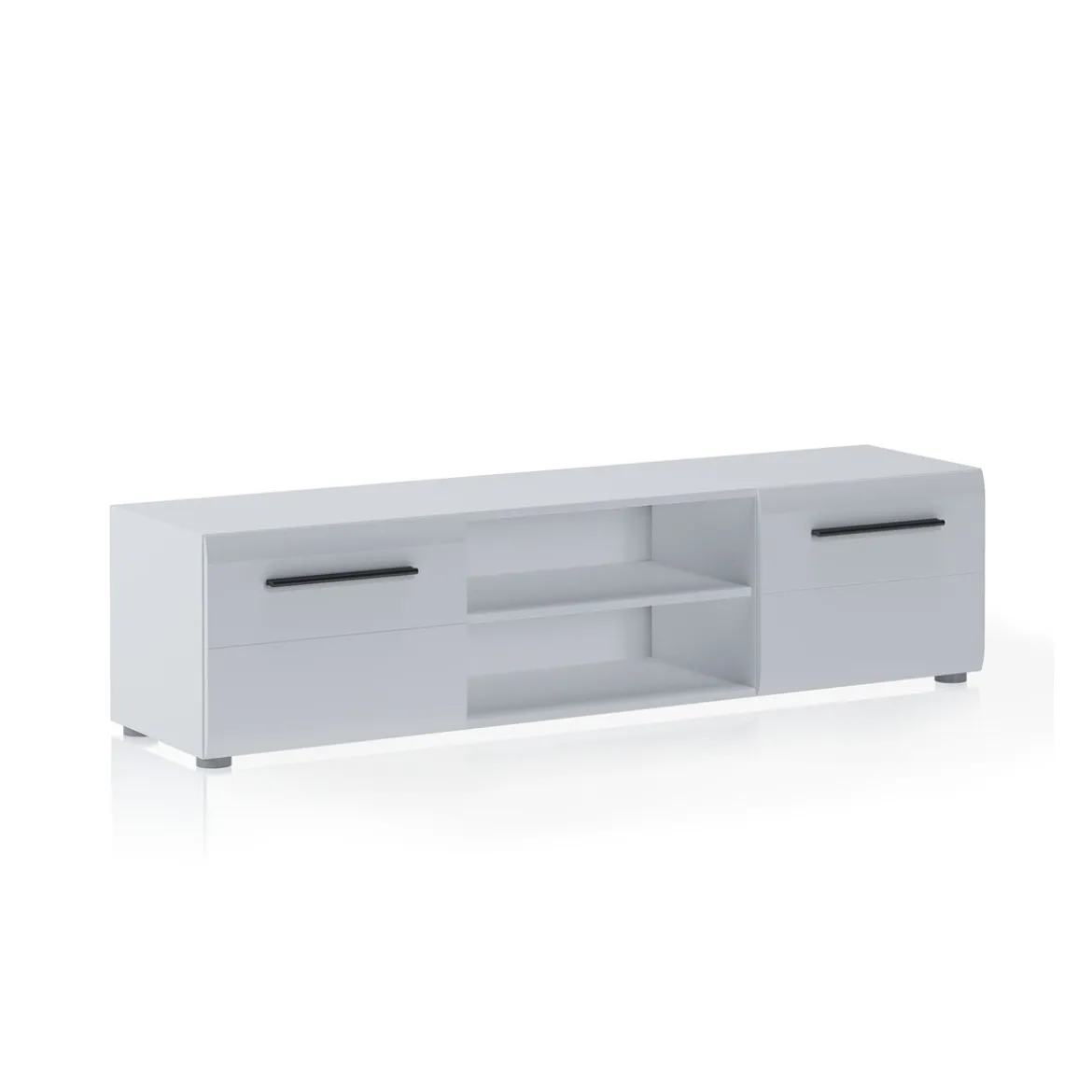 Luky-a mobile porta tv bianco opaco con 2 ante laccate bianco lucido 160x39.6xh40 cm