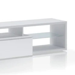 Luky-b mobile porta tv bianco opaco con anta a ribalta laccata bianco lucido 160x38xh41 cm
