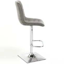 Lux sgabello regolabile bar in pelle sintetica effetto invecchiato grigio e metallo cromato 46x54xh98-118 cm
