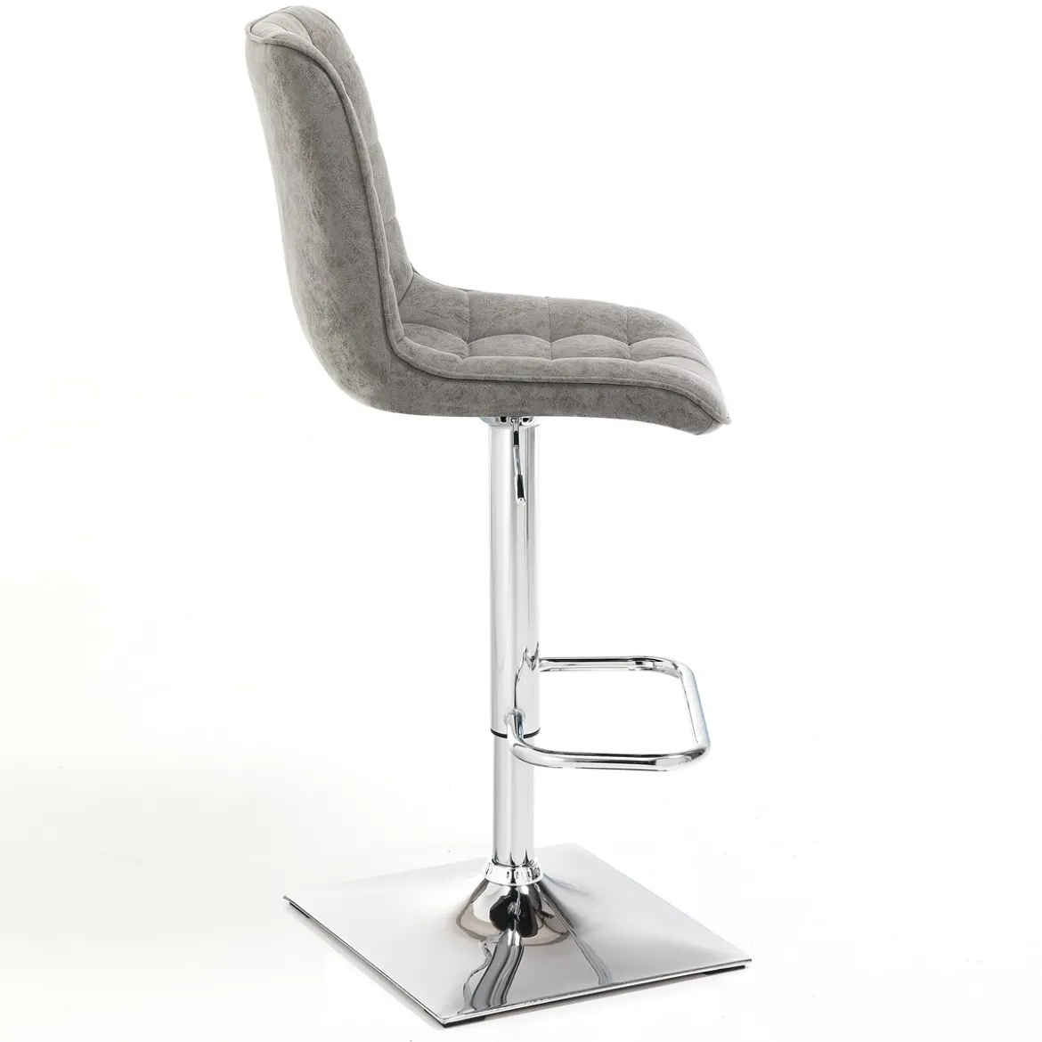 Lux sgabello regolabile bar in pelle sintetica effetto invecchiato grigio e metallo cromato 46x54xh98-118 cm