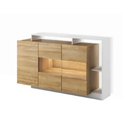 Madia KELY WHITE finitura Rovere Crudo Bianco opaco H935 L155 P44