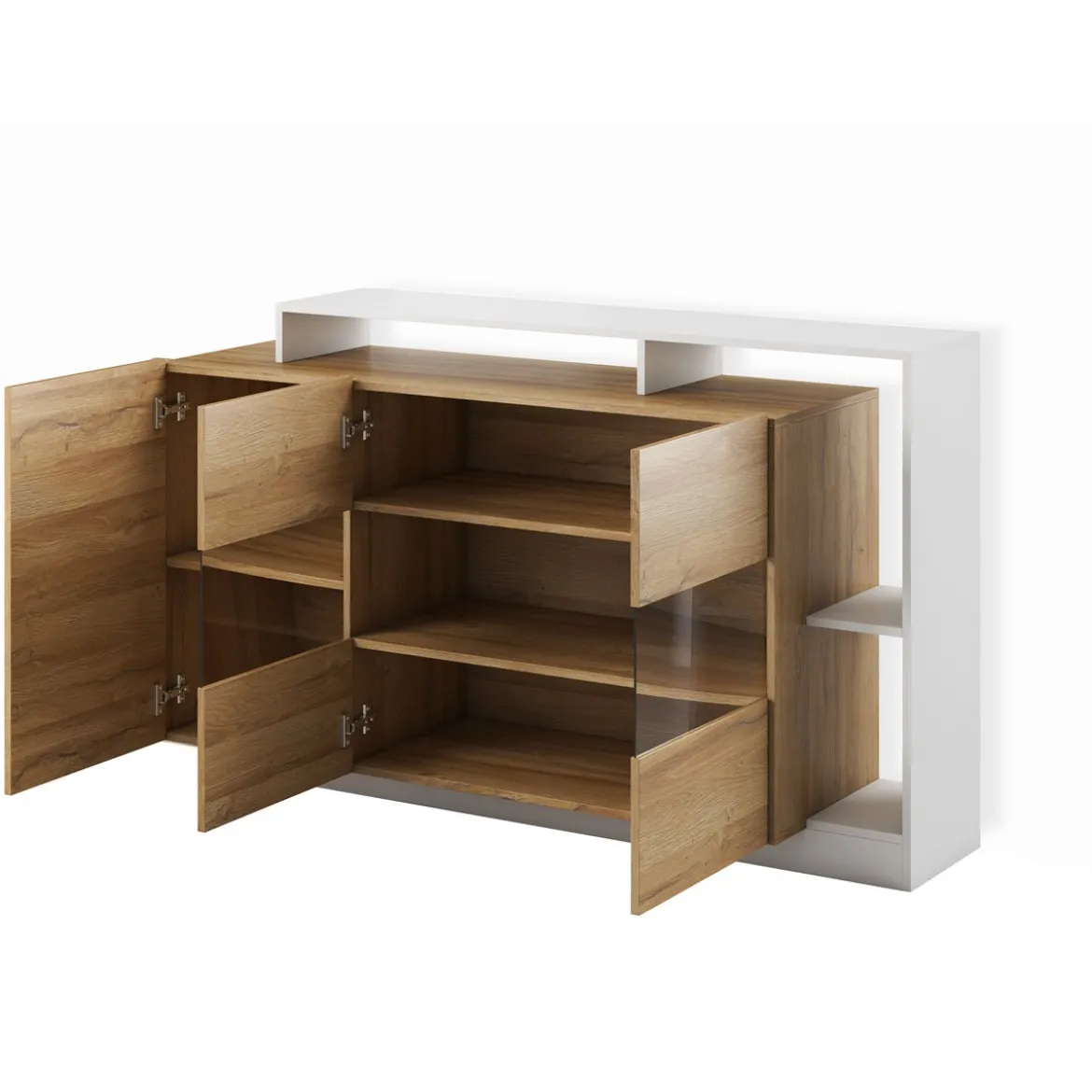 Madia KELY WHITE finitura Rovere Crudo Bianco opaco H935 L155 P44