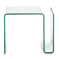 Magazine tavolino comodino in vetro curvato 48x40 h38 cm